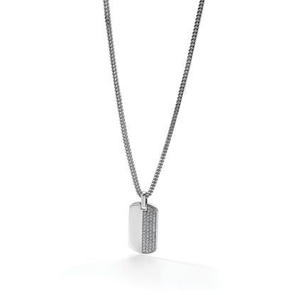14K Gold  1 carat Lab Grown Diamond Dog Tag Pendant