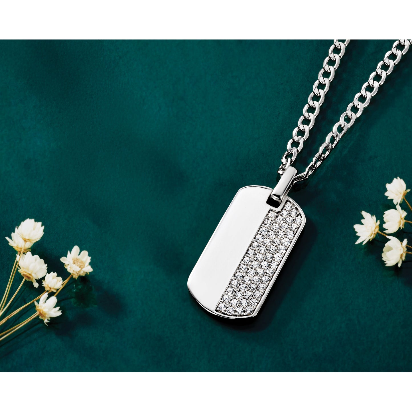 14K Gold  1 carat Lab Grown Diamond Dog Tag Pendant