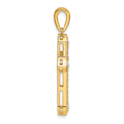 14K Gold 3/4 carat Lab Grown Diamond Cross Pendant