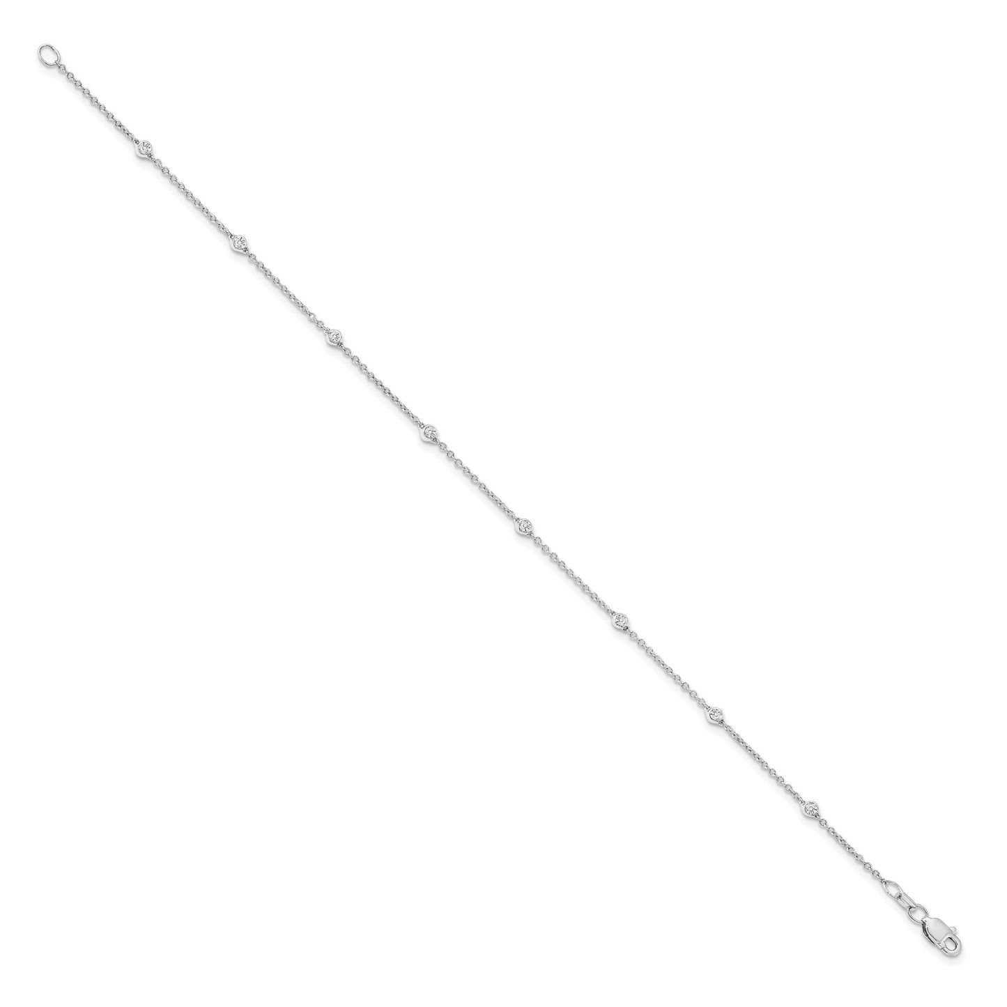 14k White Gold 1/6 Carat Lab Diamond Station Bracelet