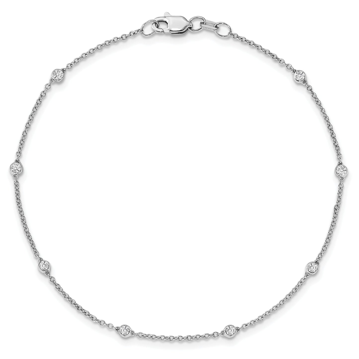 14k White Gold 1/6 Carat Lab Diamond Station Bracelet