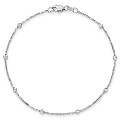 14k White Gold 1/6 Carat Lab Diamond Station Bracelet