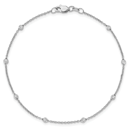 14k White Gold 1/6 Carat Lab Diamond Station Bracelet