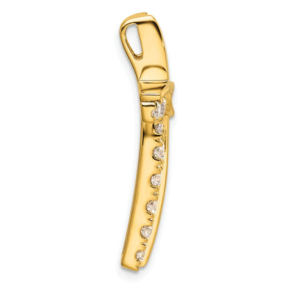 14k Yellow Gold Lab Grown Diamond Cross Chain Slide Pendant
