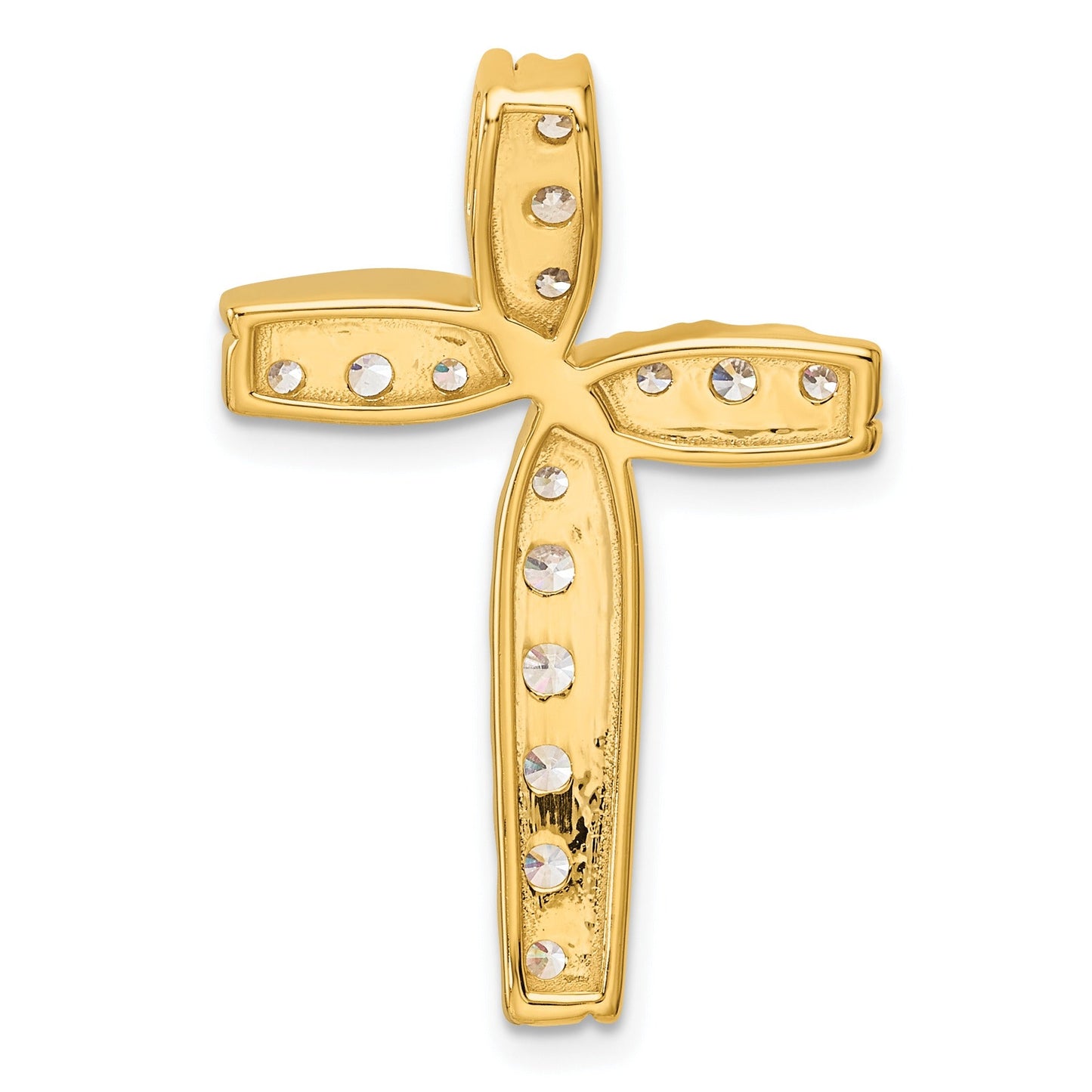 14k Yellow Gold Lab Grown Diamond Cross Chain Slide Pendant