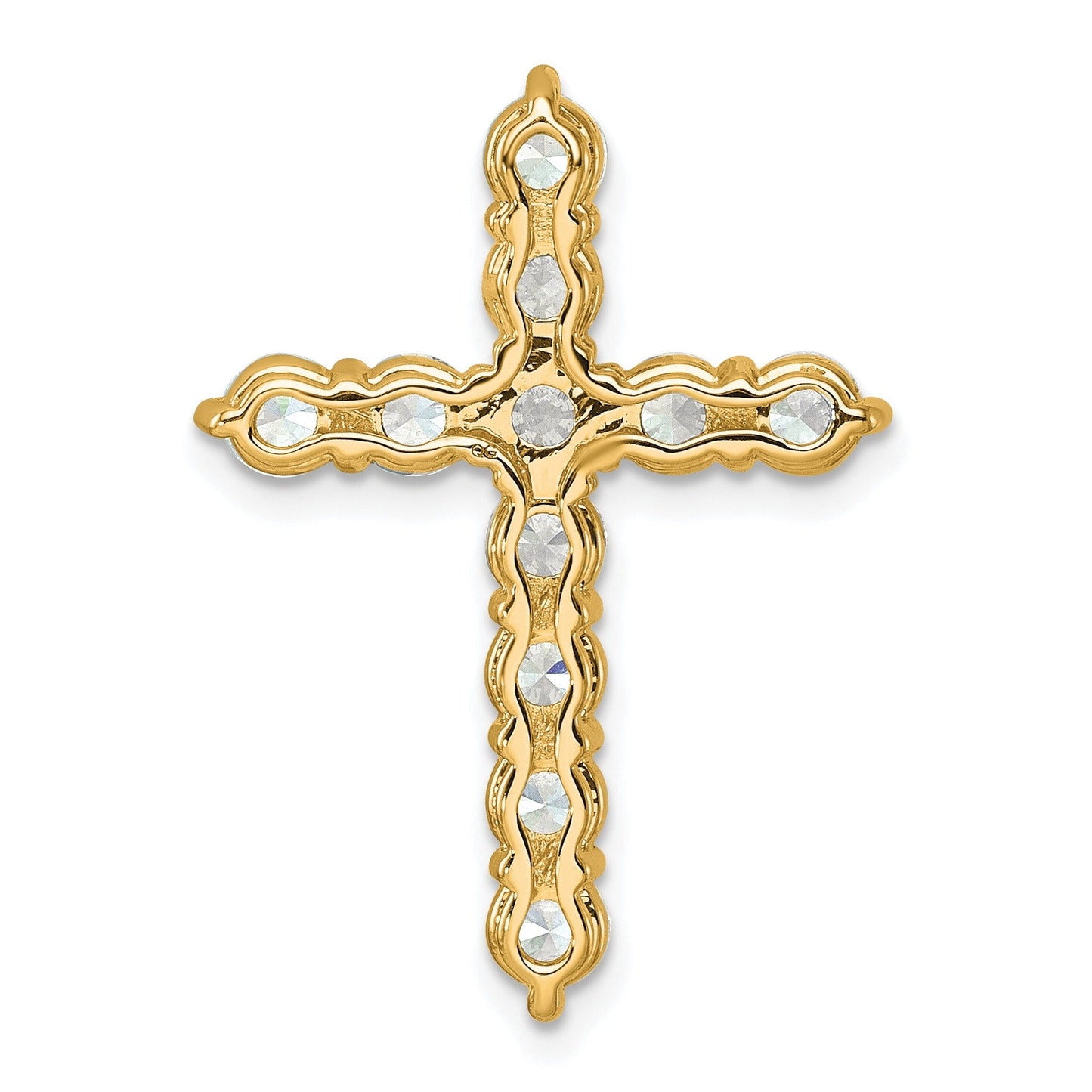 14k Gold Lab Grown Diamond Cross Chain Slide Pendant