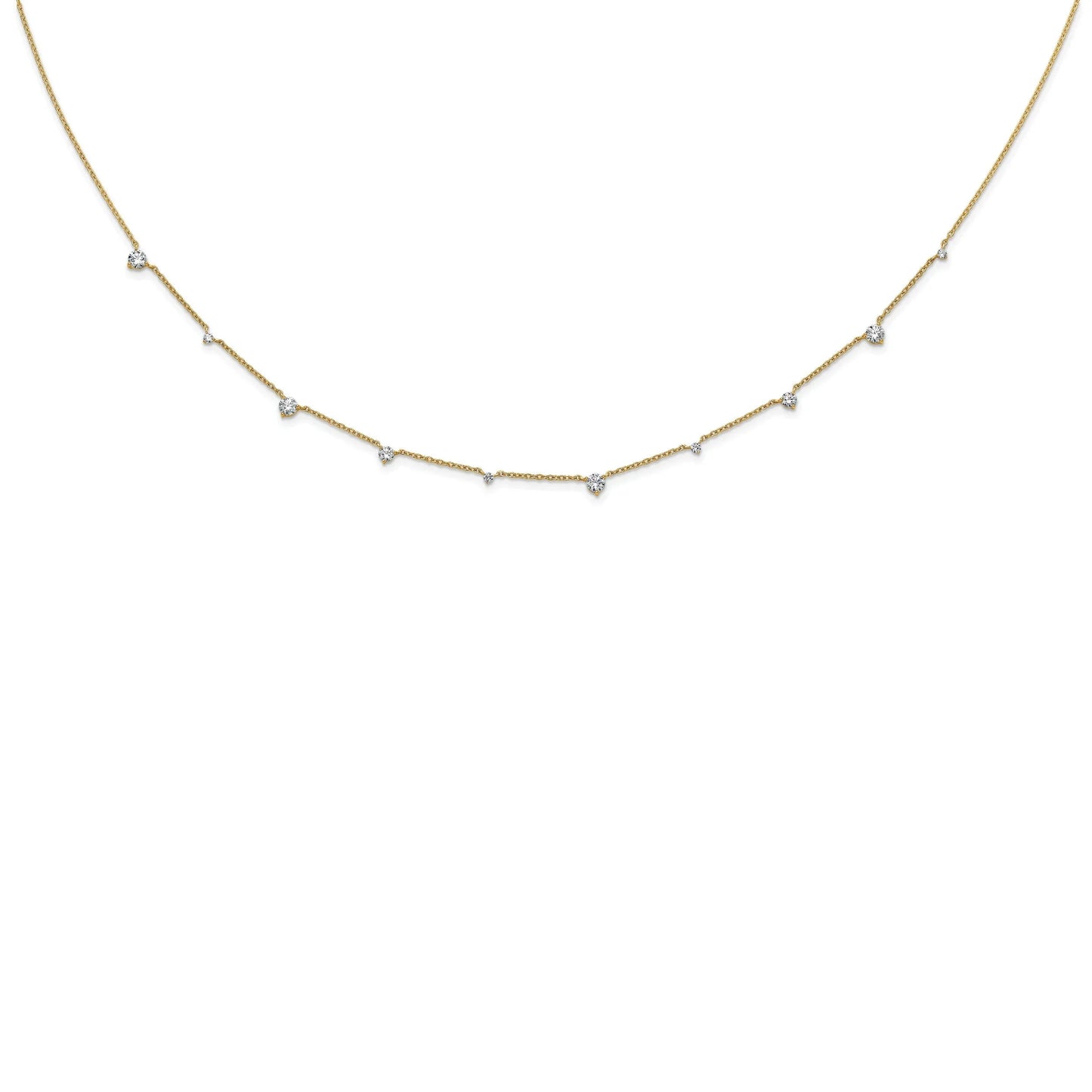 14k Gold Lab Grown Diamond Multi Station Necklaces