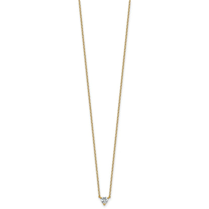 14k Gold Lab Grown Diamond Solitaire Heart Necklace