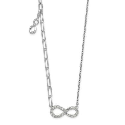 0.19 Ct Round White Lab Diamond Prong 14K White Gold Infinity Paperclip Cable Chain Necklace