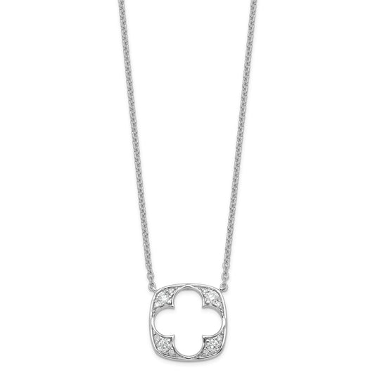 0.25 Ct Round White Lab Grown Diamond Prong 14K White Gold Floral Fashion Pendant Necklace