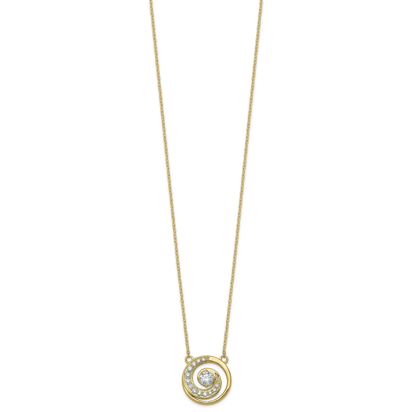 Round White Lab Diamond Prong 14k Gold Pendant Necklace