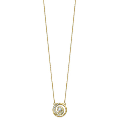 Round White Lab Diamond Prong 14k Gold Pendant Necklace
