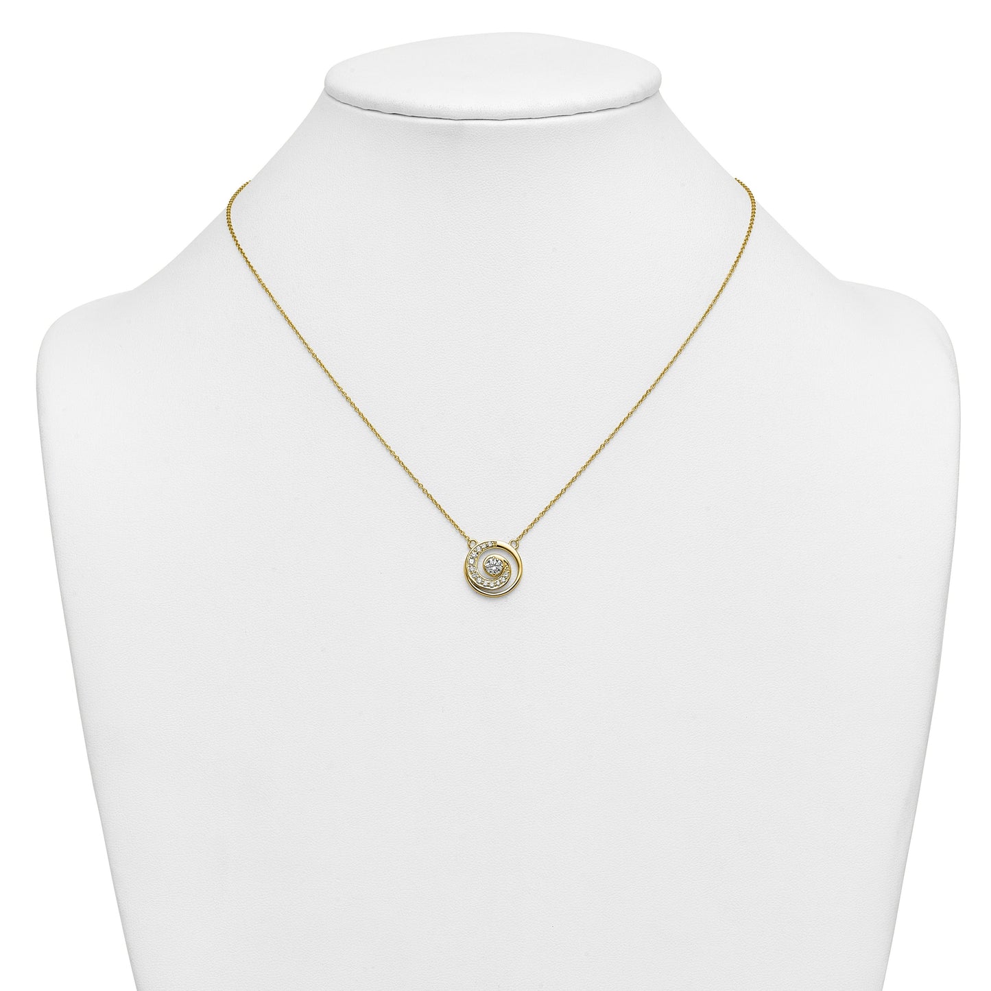 Round White Lab Diamond Prong 14k Gold Pendant Necklace