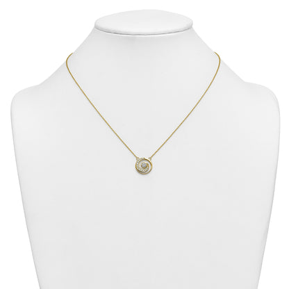 Round White Lab Diamond Prong 14k Gold Pendant Necklace
