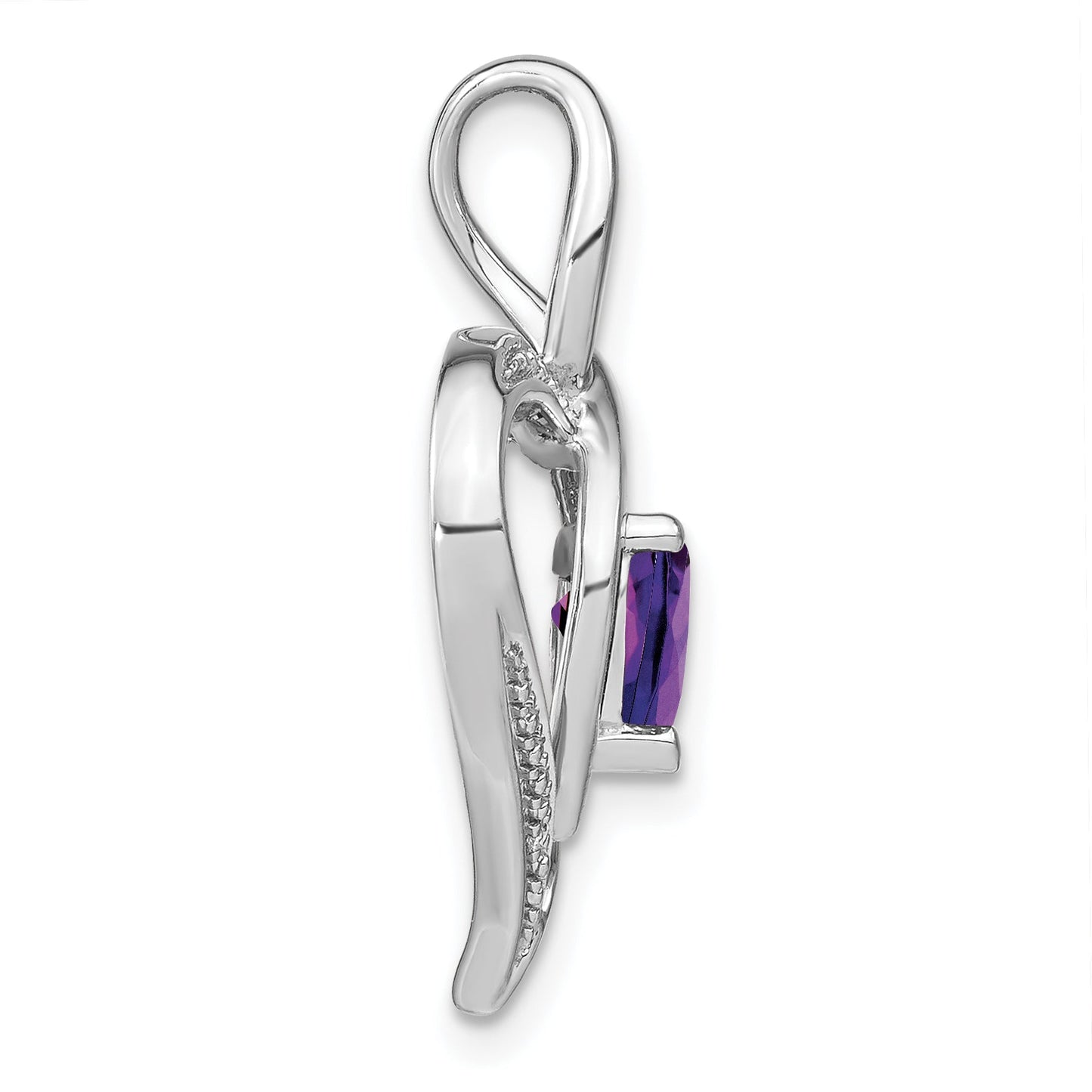 Amethyst and Diamond Heart In Heart Pendant
