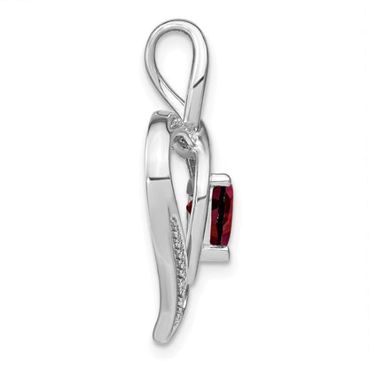 Garnet and Diamond Heart In Heart Pendant