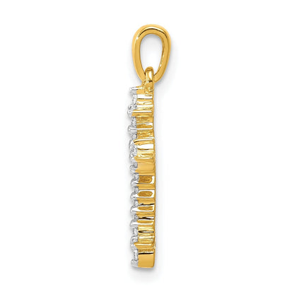 14k Gold 1/10 carat Lab Grown Diamond Cross Pendant