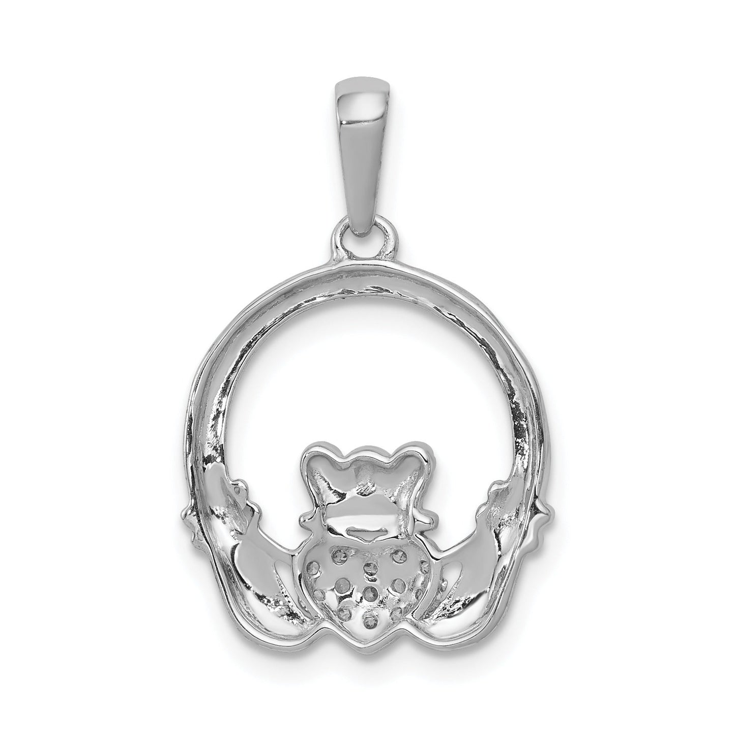 Lab Grown Diamond Claddagh Circle Pendant 14k Gold