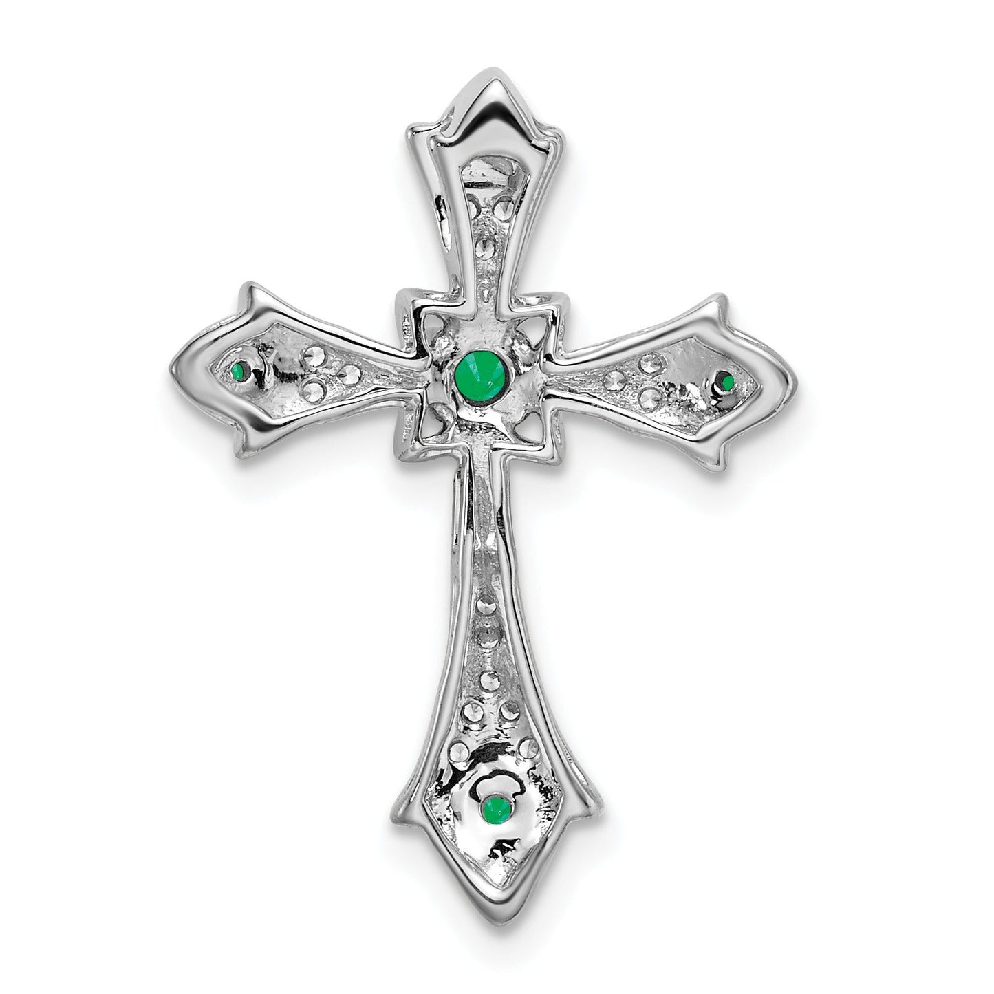 Gold Round Natural Emerald and Diamond Pendant