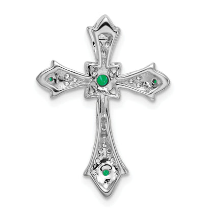 Gold Round Natural Emerald and Diamond Pendant