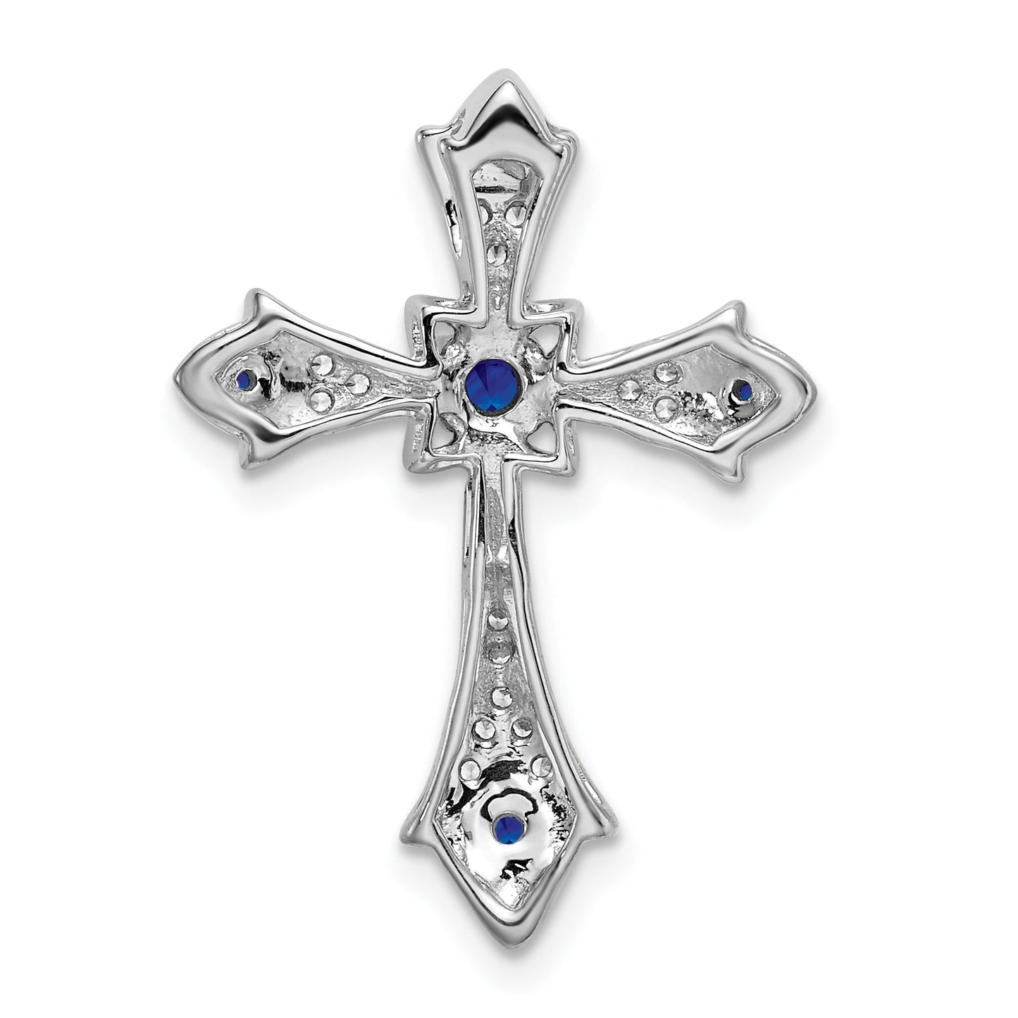 Gold Round Natural Blue Sapphire and Diamond Pendant