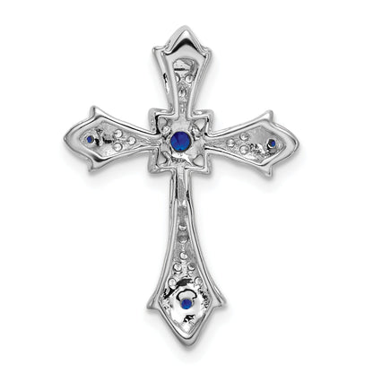 Gold Round Natural Blue Sapphire and Diamond Pendant