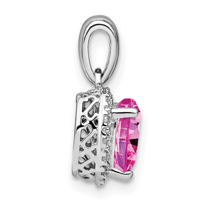 Heart Gemstone and Diamond Halo Pendant