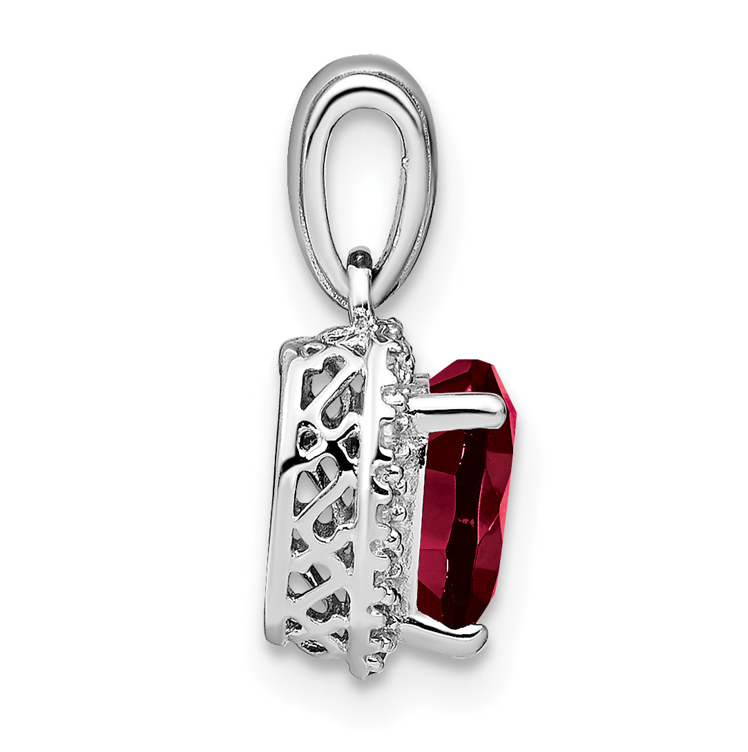 Heart Gemstone and Diamond Halo Pendant
