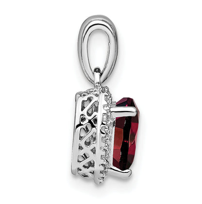 Heart Gemstone and Diamond Halo Pendant
