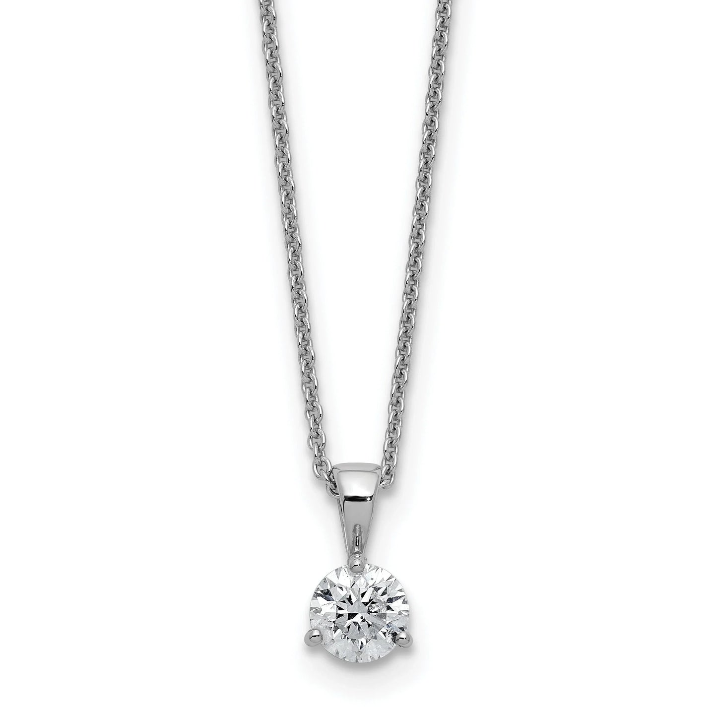 Lab Grown Diamond  Gold Solitaire Pendant Necklace