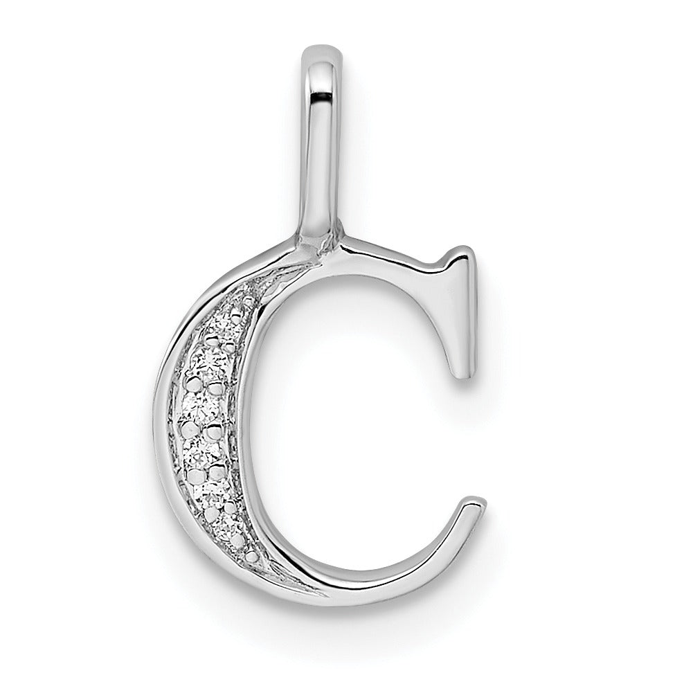 Natural Diamond Initial Letter 14k Gold Pendant