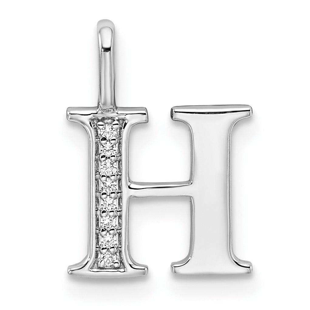 Natural Diamond Initial Letter 14k Gold Pendant
