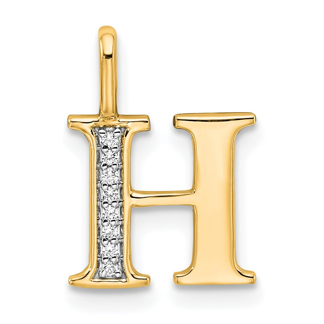Natural Diamond Initial Letter 14k Gold Pendant