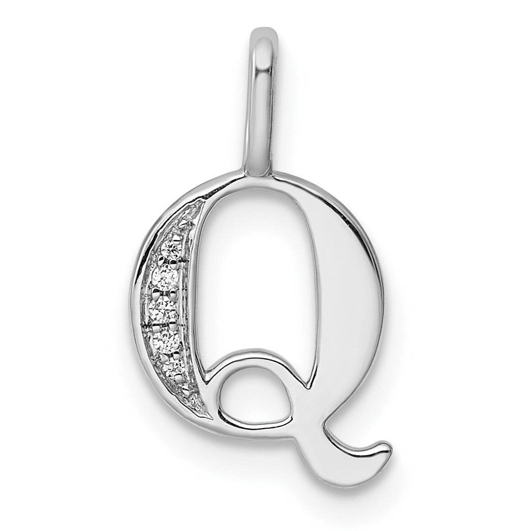 Natural Diamond Initial Letter 14k Gold Pendant