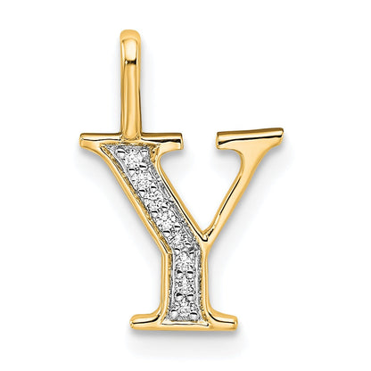 Natural Diamond Initial Letter 14k Gold Pendant