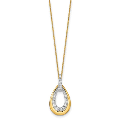 14K Gold Two Tone Lab Grown Diamond Teardrop Necklace