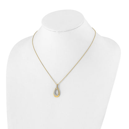 14K Gold Two Tone Lab Grown Diamond Teardrop Necklace