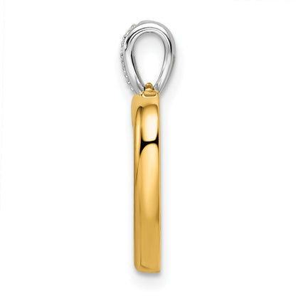 14k Two-tone 1/6 carat Lab Grown Diamond Dangle Double Heart Pendant