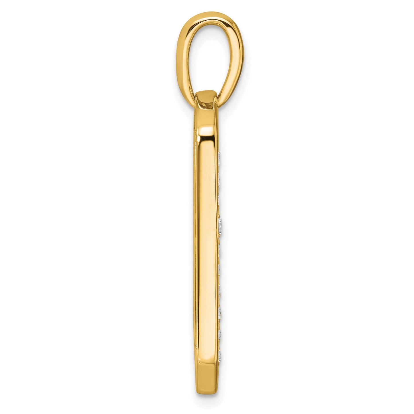 14K Gold Lab Grown Diamond Cross Dog Tag Pendant