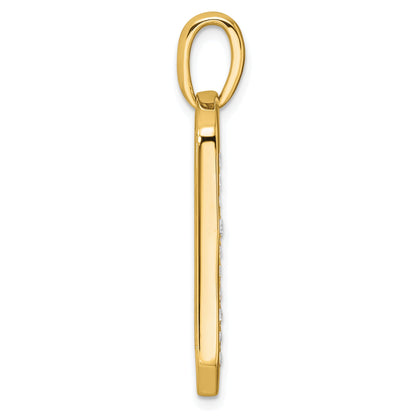 14K Gold Lab Grown Diamond Cross Dog Tag Pendant