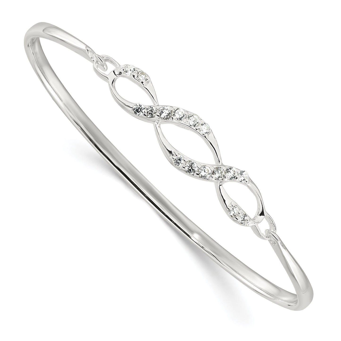 Sterling Silver CZ Hook Bangle Bracelet