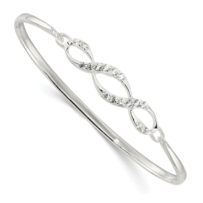 Sterling Silver CZ Hook Bangle Bracelet