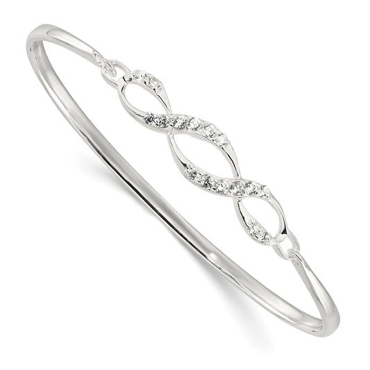 Sterling Silver CZ Hook Bangle Bracelet