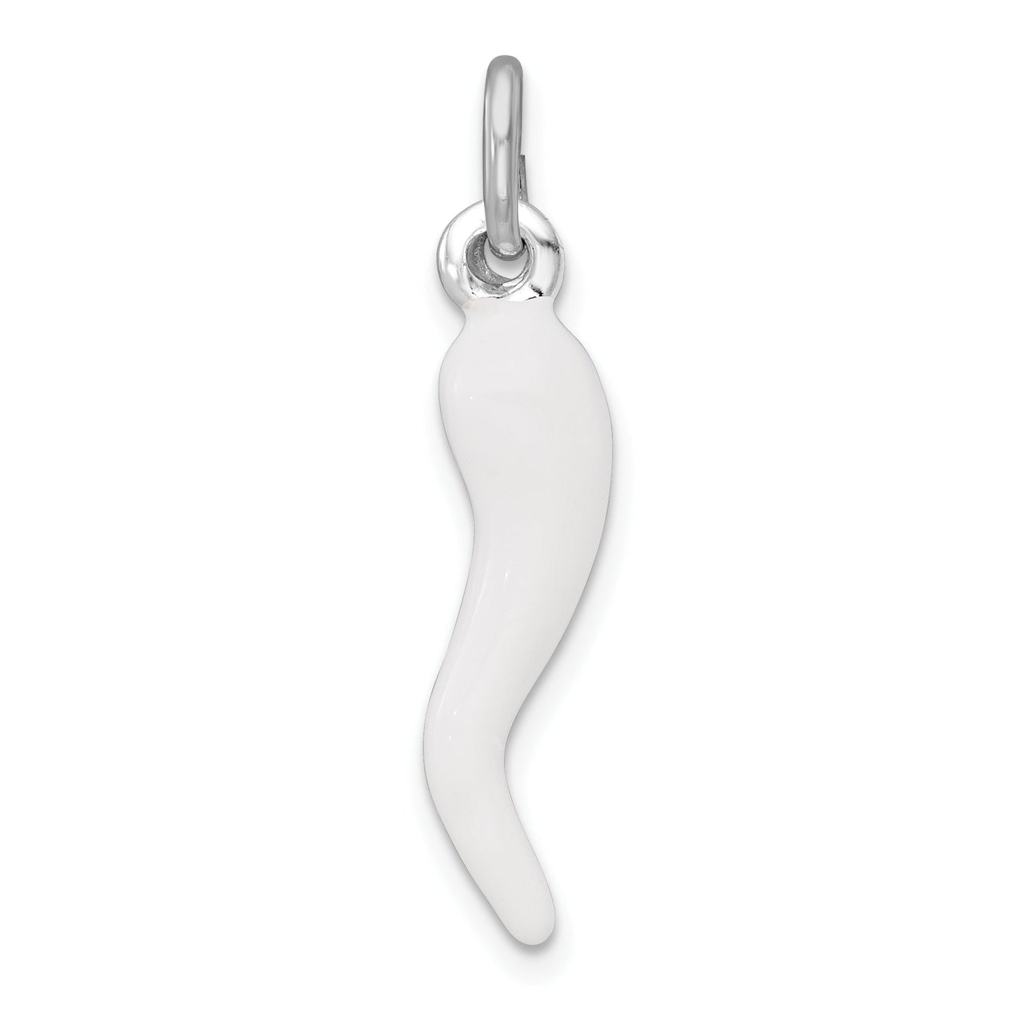 Sterling Silver White Enamel Italian Horn Pendant Only