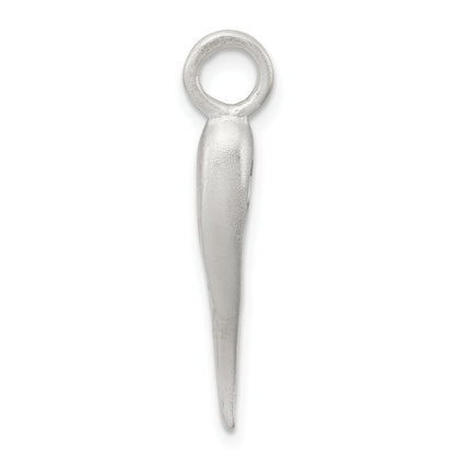 Satin Men Italian Horn Charm Silver Pendant Only