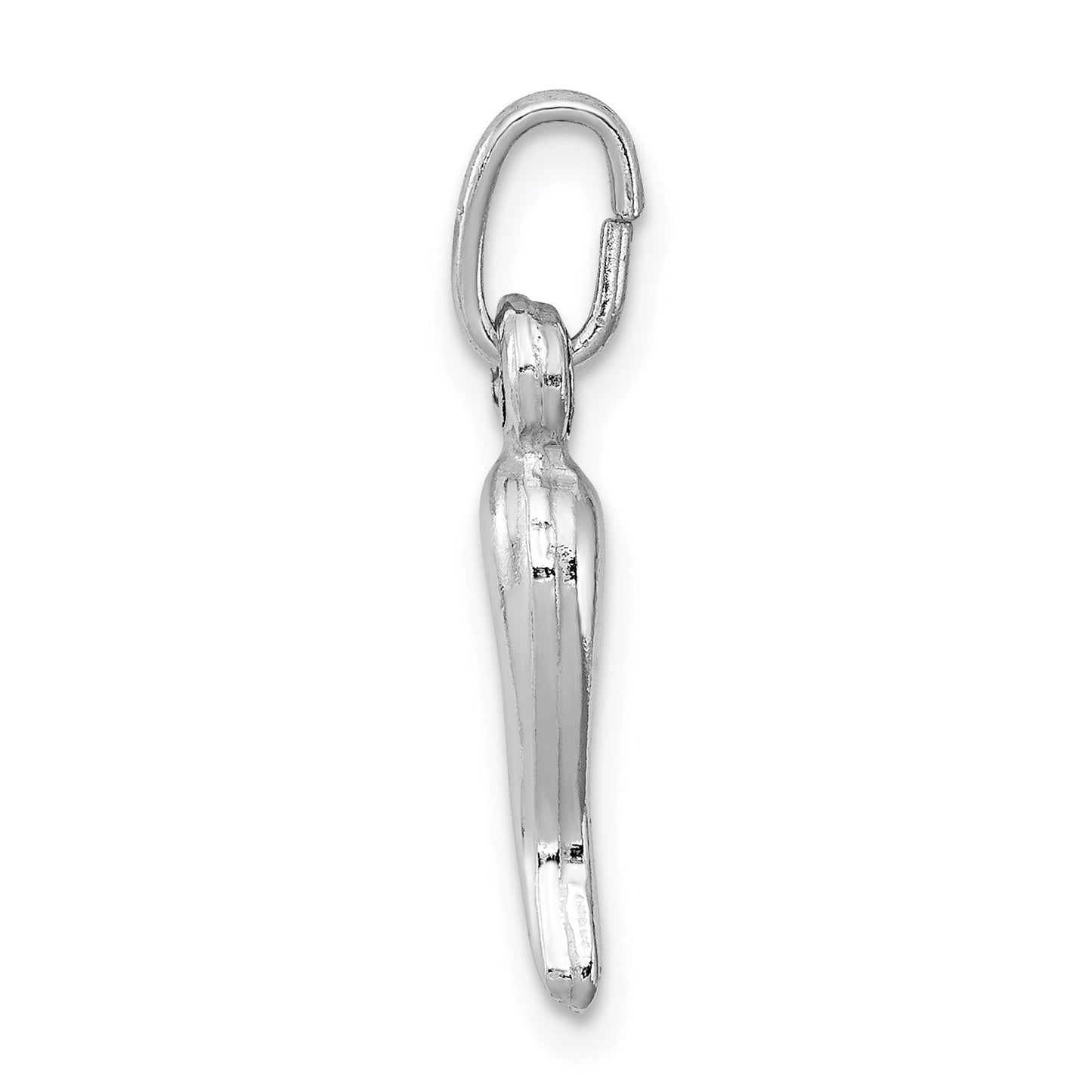 Sterling Silver Rhodium-plated Italian Horn Charm Pendant Only