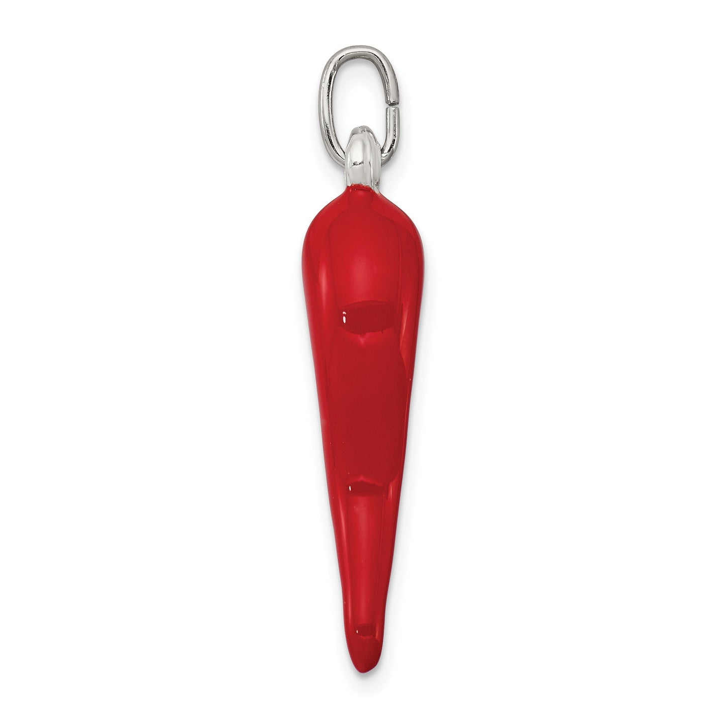Sterling Silver Red Enamel Italian Horn Pendant Only