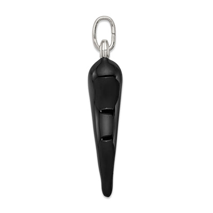 3D Black Enamel Italian Horn Silver Pendant Only