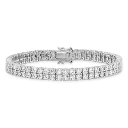 Silver Brilliant-cut CZ Two Row 7.5 Inch Tennis Bracelet