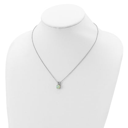 Lab Created Opal Split Bail 18 Inch Necklace Sterling Silver